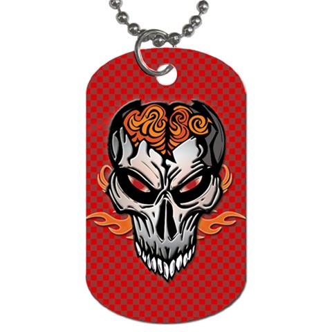 skull with back ground red Dog Tag (Two Sides) from UrbanLoad.com Front