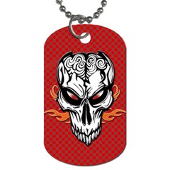 skull with back ground red Dog Tag (Two Sides) from UrbanLoad.com Back