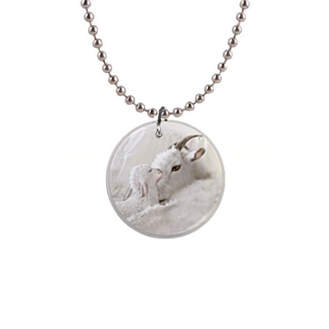 Goat Mother and Baby 1  Button Necklace from UrbanLoad.com Front