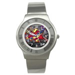 Love-Hurts-Tattoo-Chrome-Belt-Buckle Stainless Steel Watch