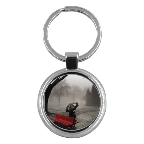 red bench umbrella Key Chain (Round) from UrbanLoad.com Front