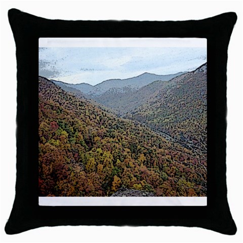 Mountain Scenery Throw Pillow Case (Black) from UrbanLoad.com Front