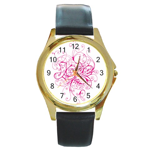 White Love Round Gold Metal Watch from UrbanLoad.com Front