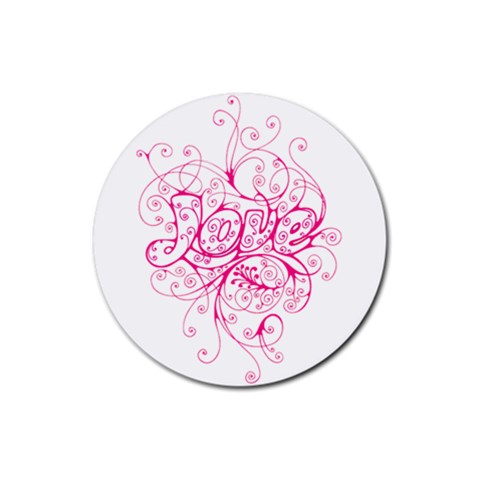White Love Rubber Coaster (Round) from UrbanLoad.com Front