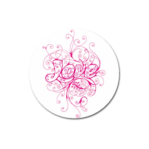 White Love Magnet 3  (Round) from UrbanLoad.com Front