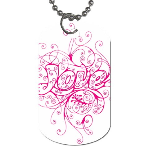 White Love Dog Tag (One Side) from UrbanLoad.com Front