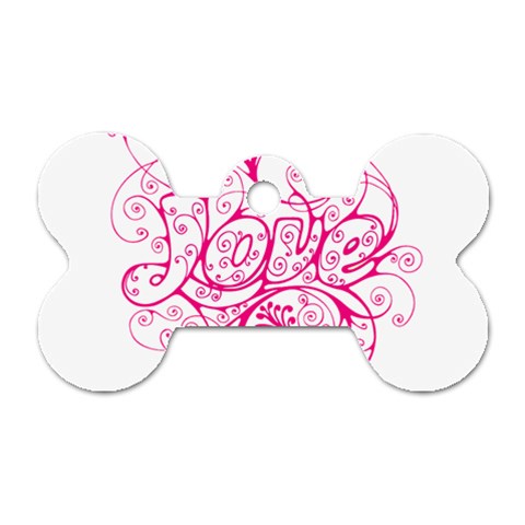 White Love Dog Tag Bone (One Side) from UrbanLoad.com Front