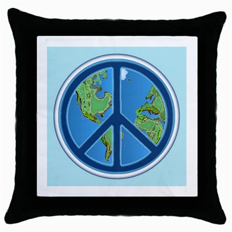 World Peace Throw Pillow Case (Black) from UrbanLoad.com Front