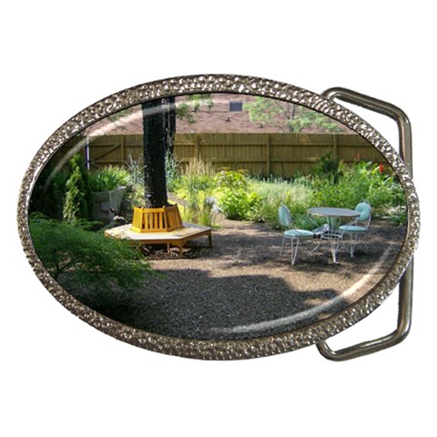 Serene Patio Garden Belt Buckle from UrbanLoad.com Front
