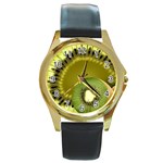 Kiwifruit Round Gold Metal Watch