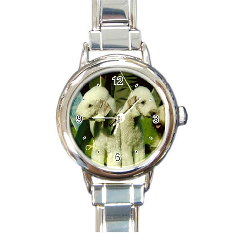 Bedlington Terrier Dog Round Italian Charm Watch from UrbanLoad.com Front