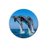 Dolphins Dancing Rubber Round Coaster (4 pack)