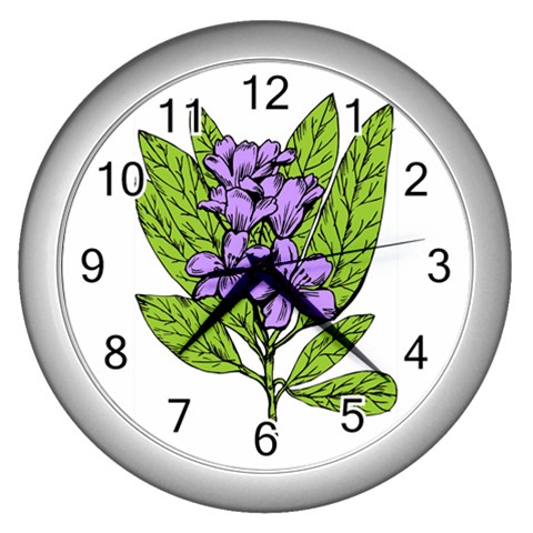 Purple Flower Wall Clock (Silver) from UrbanLoad.com Front