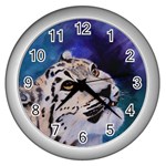 Baby Snow Leopard Wall Clock (Silver)