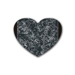Black and White Threads Rubber Coaster (Heart)