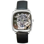 Snow Leopard Square Metal Watch