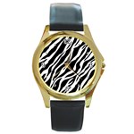 Zebra Skin 1 Round Gold Metal Watch