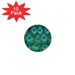 Peacock Feather 1 1  Mini Button (10 pack) 