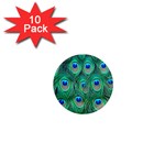 Peacock Feather 1 1  Mini Magnet (10 pack) 
