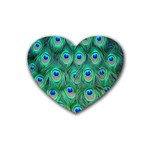 Peacock Feather 1 Rubber Coaster (Heart)