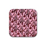 Pink Curl Custom Rubber Square Coaster (4 pack)
