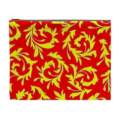 Yellow Paisley Custom Cosmetic Bag (XL) from UrbanLoad.com Front