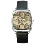 world-map1689 Square Metal Watch
