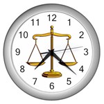 Scales of Justice Wall Clock (Silver)