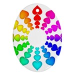 Colorful Hearts Around Ornament (Oval)