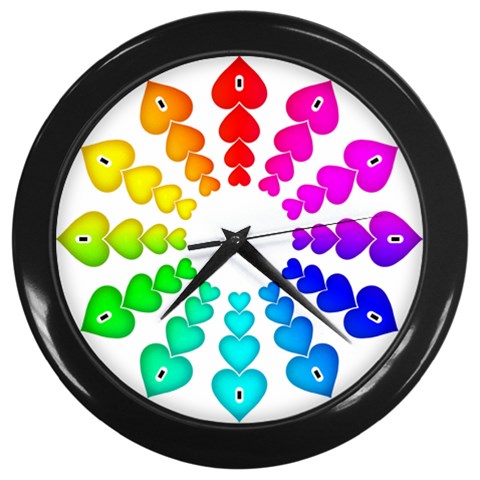 Colorful Hearts Around Wall Clock (Black) from UrbanLoad.com Front