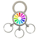 Colorful Hearts Around 3-Ring Key Chain