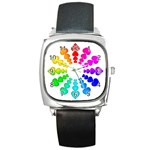Colorful Hearts Around Square Metal Watch