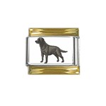 BW Black Labrador Retriever Dog Gifts Gold Trim Italian Charm (9mm)