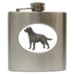 BW Black Labrador Retriever Dog Gifts Hip Flask (6 oz)