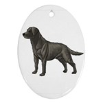 BW Black Labrador Retriever Dog Gifts Oval Ornament (Two Sides)