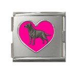BP Black Labrador Retriever Dog Gifts Mega Link Heart Italian Charm (18mm)