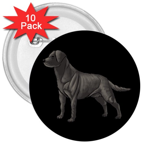 BB Black Labrador Retriever Dog Gifts 3  Button (10 pack) from UrbanLoad.com Front