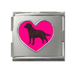 BP Chocolate Labrador Retriever Dog Gifts Mega Link Heart Italian Charm (18mm)
