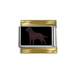 BB Chocolate Labrador Retriever Dog Gifts Gold Trim Italian Charm (9mm)