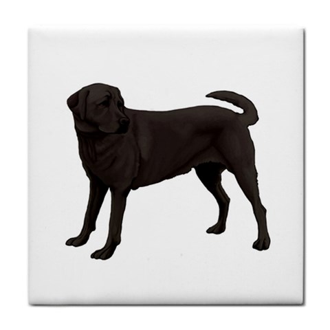 BW Black Labrador Retriever Dog Gifts Tile Coaster from UrbanLoad.com Front