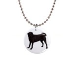 BW Black Labrador Retriever Dog Gifts 1  Button Necklace
