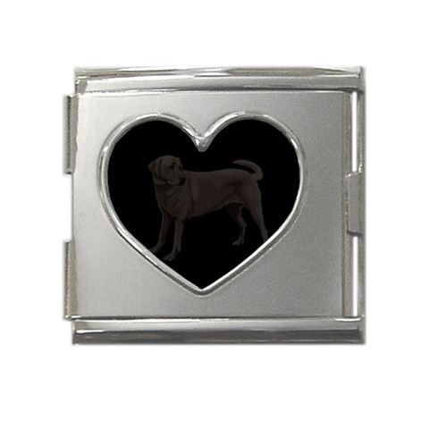 BB Black Labrador Retriever Dog Gifts Mega Link Heart Italian Charm (18mm) from UrbanLoad.com Front