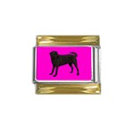 BP Black Labrador Retriever Dog Gifts Gold Trim Italian Charm (9mm)