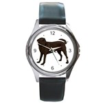 BW Chocolate Labrador Retriever Dog Gifts Round Metal Watch