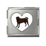 BW Chocolate Labrador Retriever Dog Gifts Mega Link Heart Italian Charm (18mm)