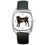 BW Chocolate Labrador Retriever Dog Gifts Square Metal Watch
