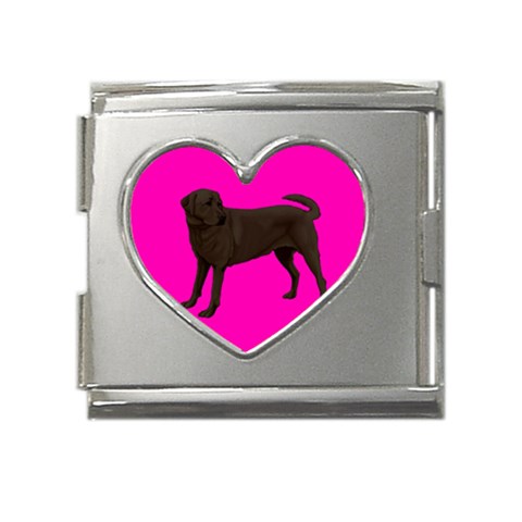 Chocolate Labrador Retriever Dog Gifts BP Mega Link Heart Italian Charm (18mm) from UrbanLoad.com Front