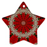 Red Flower Star Ornament (Two Sides)