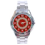 Red Flower Stainless Steel Analogue Men’s Watch