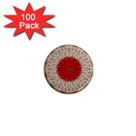 Red Center Doily 1  Mini Magnet (100 pack) 